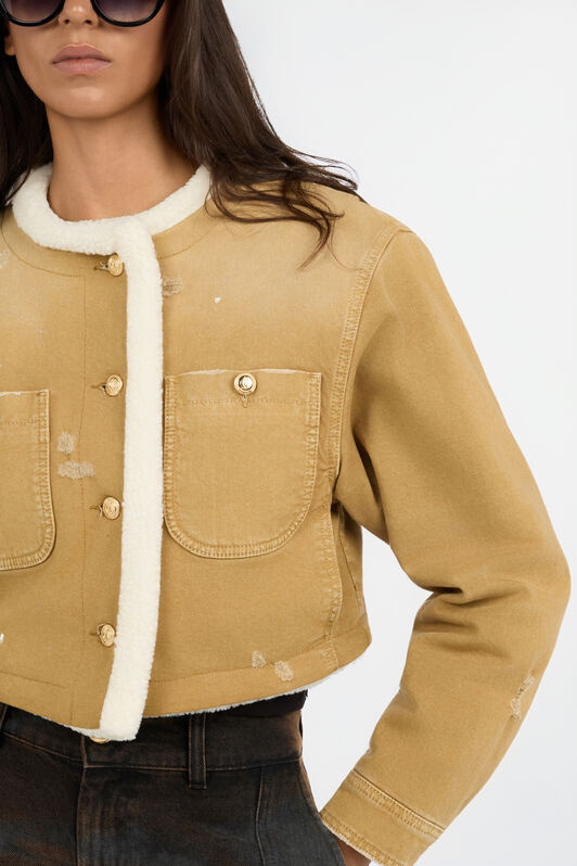 JC Camel Cropped Coat With Shearling Trim JC Camel Cropped Coat With Shearling Trim BEIGE VFT318-VF468