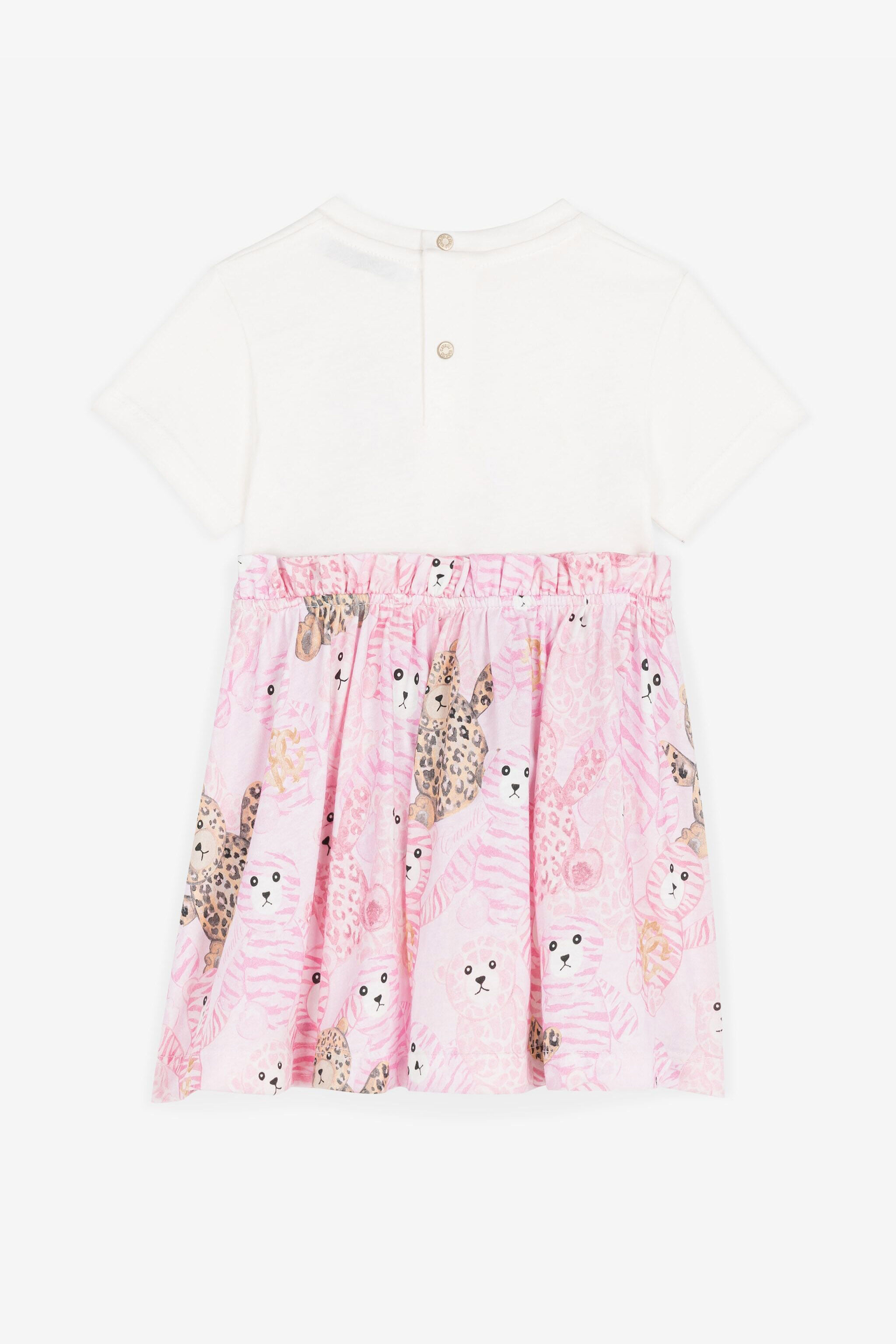 JU Teddy Bear-Print Cotton Dress Pink RJT105-JD001