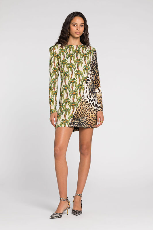 RC Filigranes Kleid mit Leoparden-Print RC Filigranes Kleid mit Leoparden-Print Hellgrün QWT133-JRG41