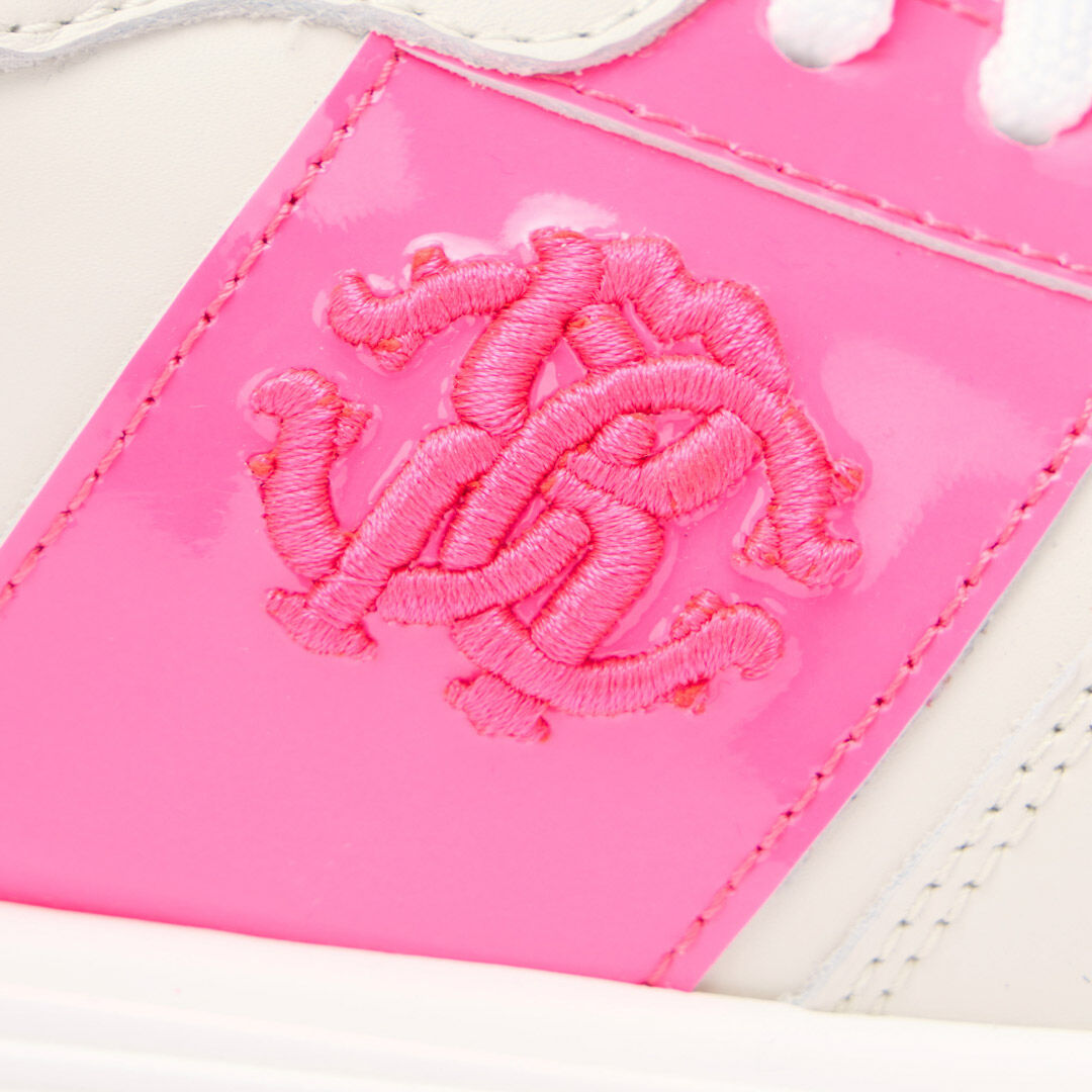 RC White And Pink Leather Running Shoes With Monogram RC WHITE /FUXIA QOS01H-PZO14