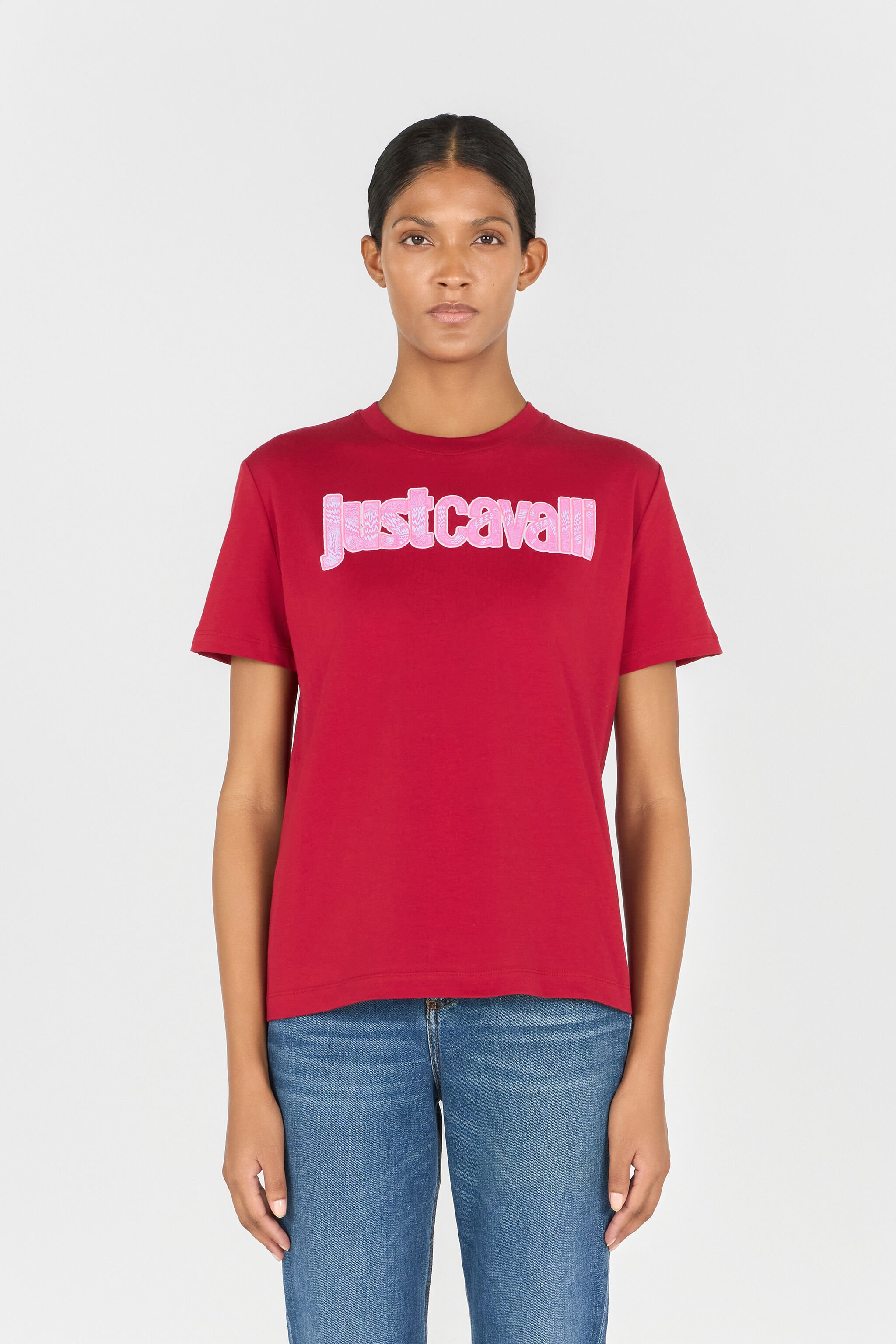 JC Woman Cotton T-Shirt Rouge RKT864-RK370