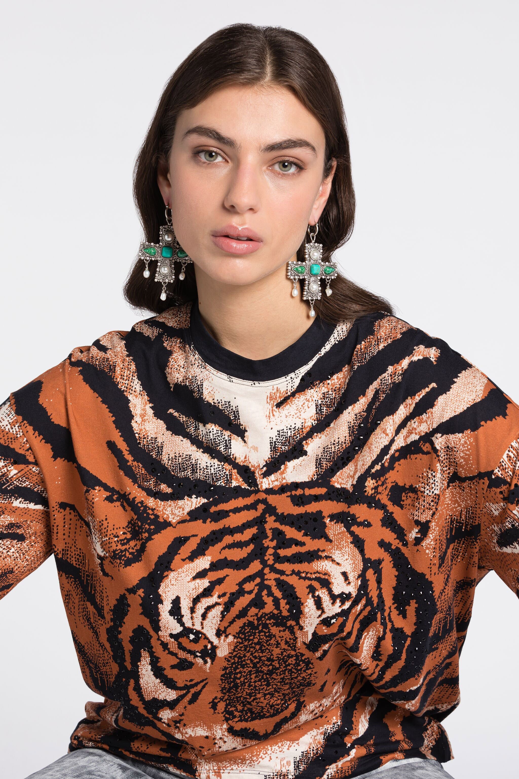 RC Tiger-Print Cotton T-Shirt Orange RKT62B-3PH20