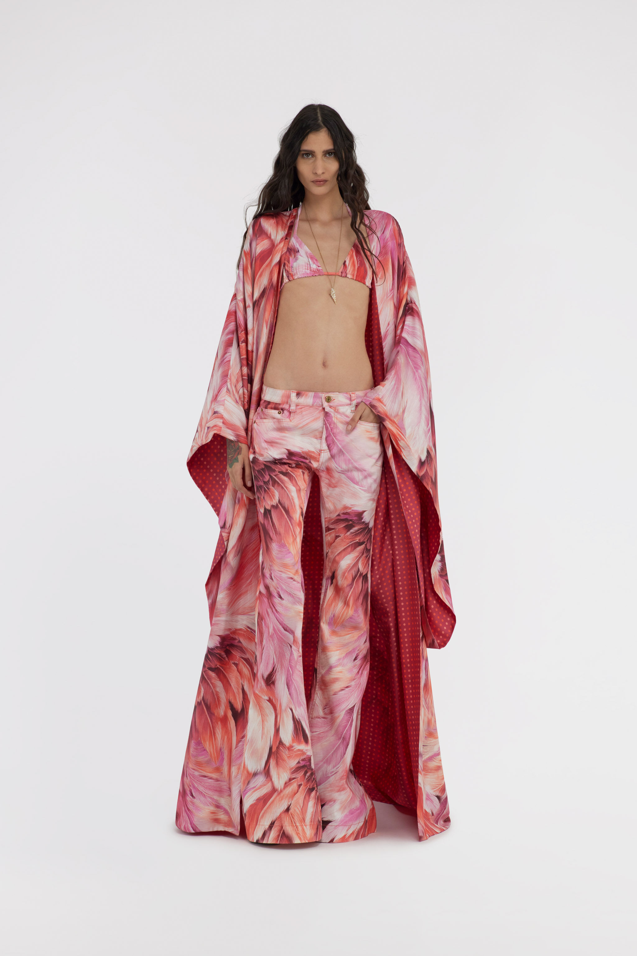 RC Kimono Plumage print Fuchsia SWT500-4QL71