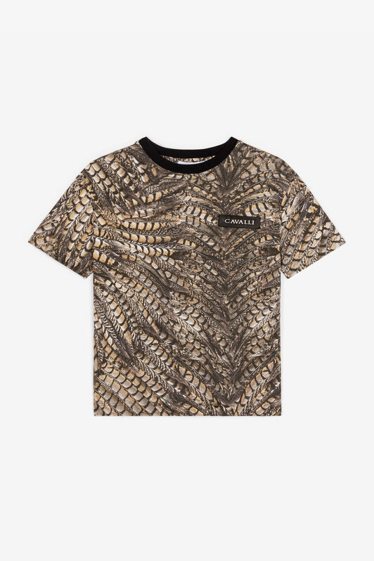 JU T-shirt en coton à imprimé Falcon JU T-shirt en coton à imprimé Falcon Marron clair RJT628-JFG83