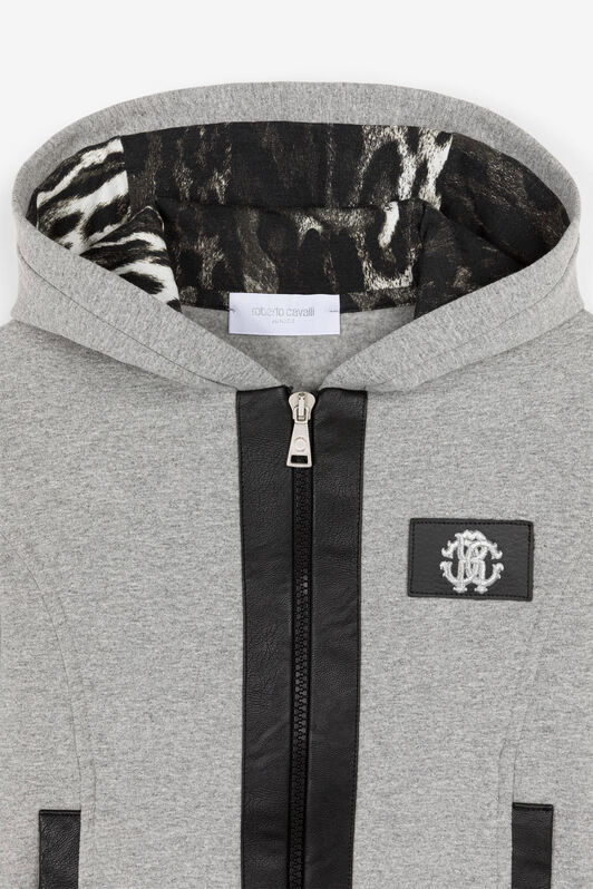JU Sweatshirt mit Leoparden-Futter Grau PJT933-CF050