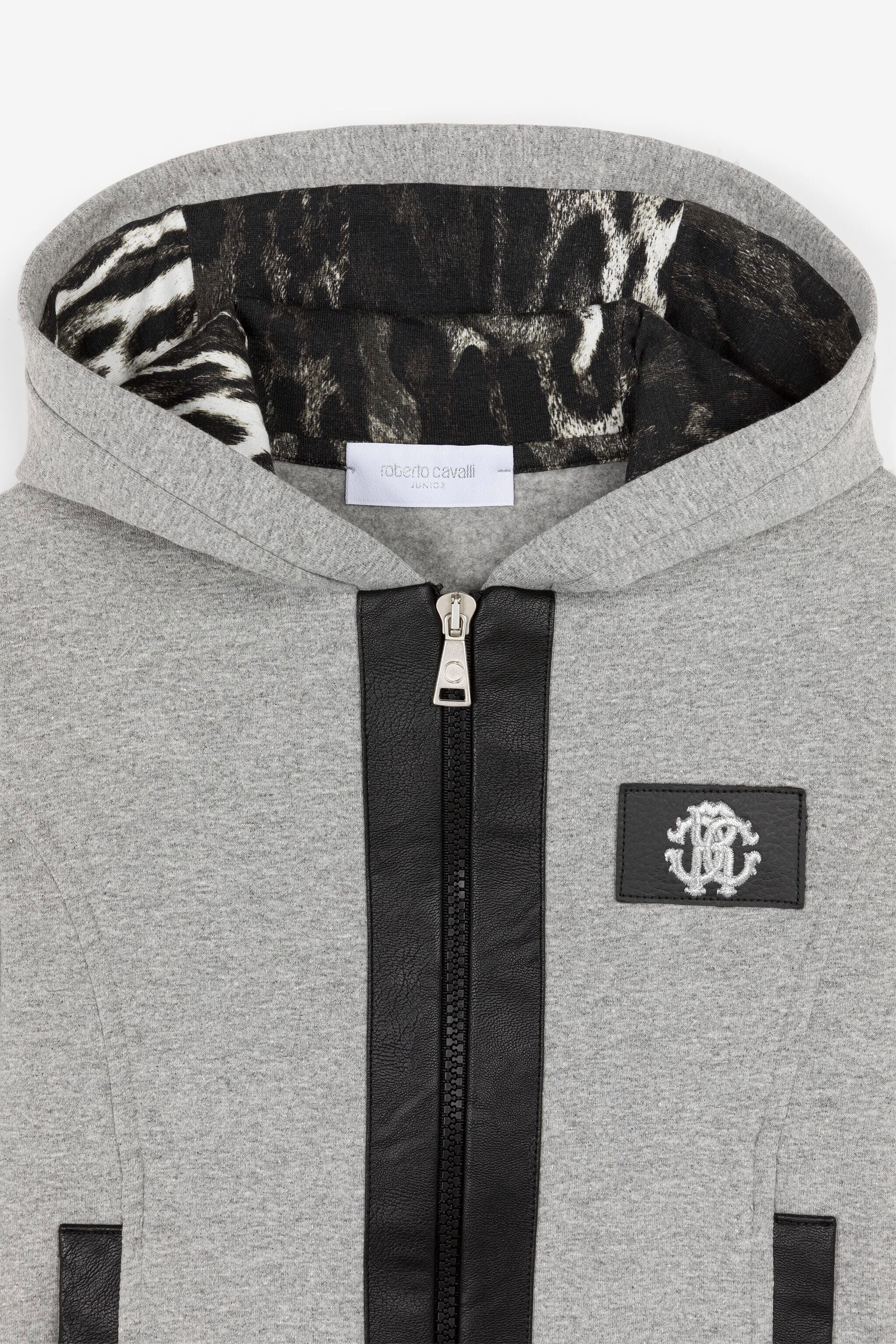 JU Sweatshirt mit Leoparden-Futter Grau PJT933-CF050