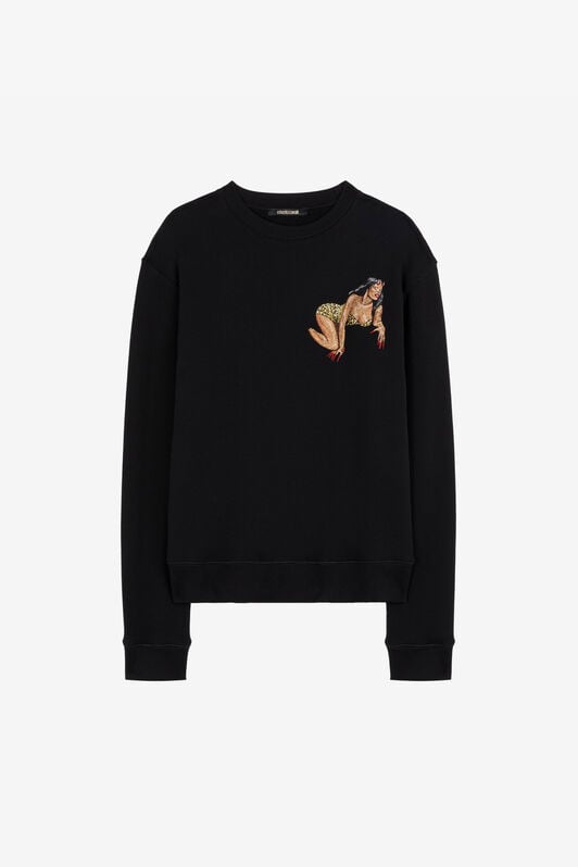 RC Embroidered Cotton Sweatshirt Black RRT68G-CF050