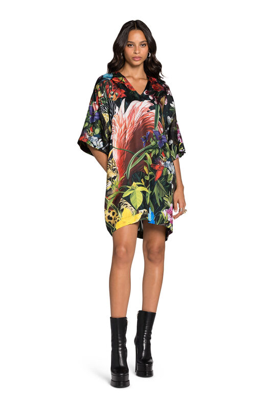 RC Floral And Leopard-Print Silk Dress MULTICOLOR KOT10G-4QS01