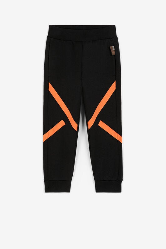 JU Logo-patch stripe-detail trousers Black RJT226-CF050