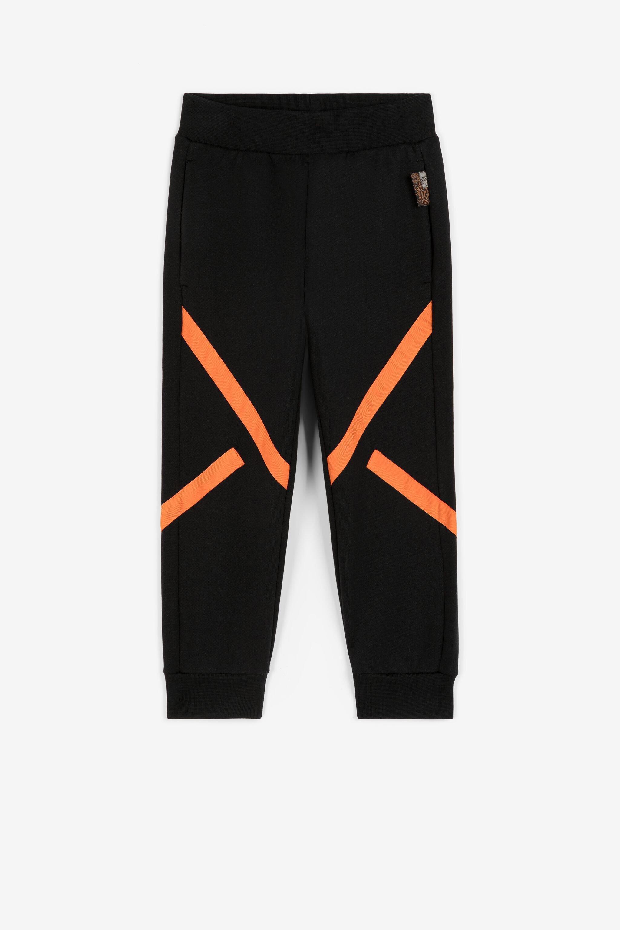 JU Logo-patch stripe-detail trousers Black RJT226-CF050