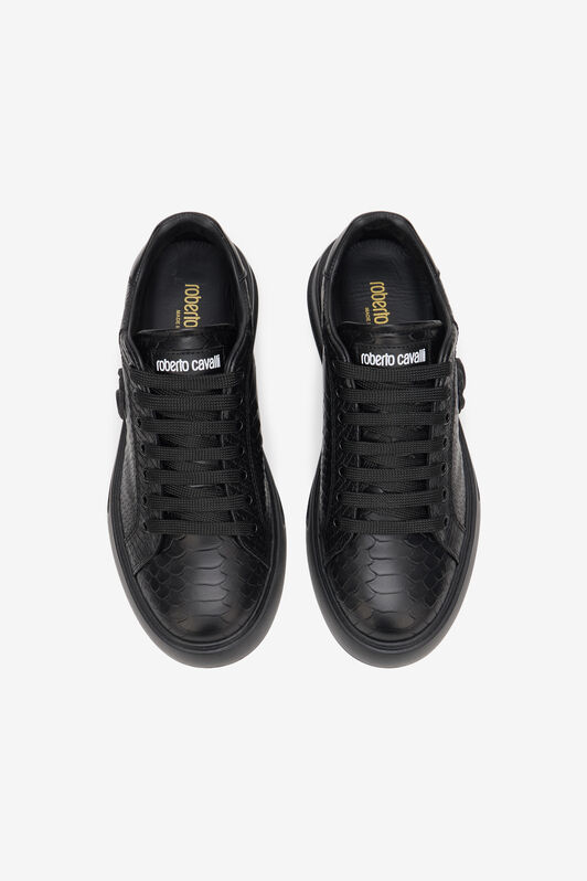 RC Zapatilla Negra Efecto Serpiente Con Monogram RC BLACK SOS00E-PZ004