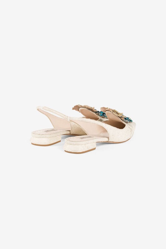 RC Le Pettegole Grape-Embellished Slingback Pumps Ivory QWS009-FT228