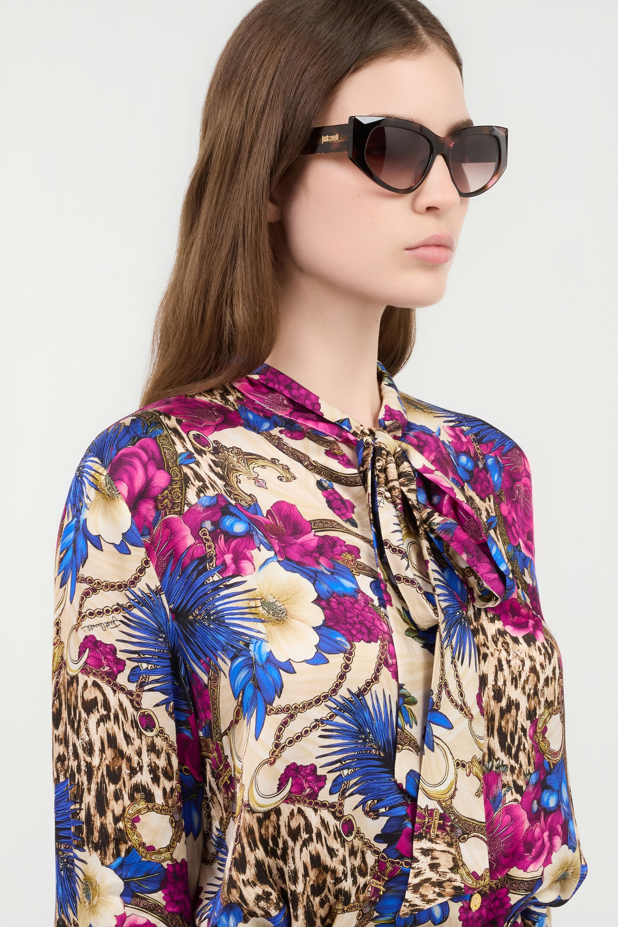 JC Gafas de sol con atrevido armazón de ojo de gato BROWN/PINK HAVANA VALD16-ID256