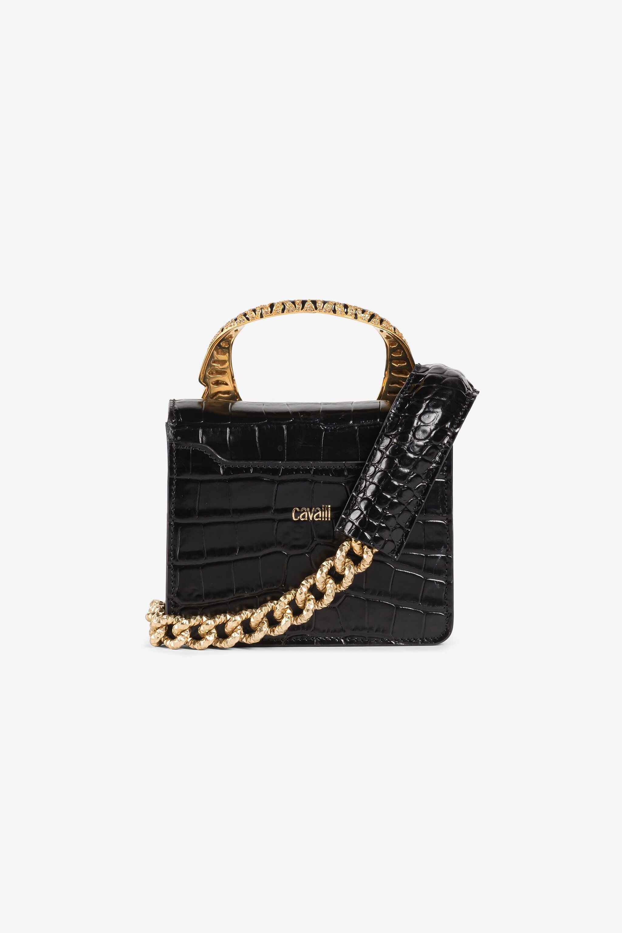RC Small Roar Crystal-Embellished Shoulder Bag Black QKB025-PZ055