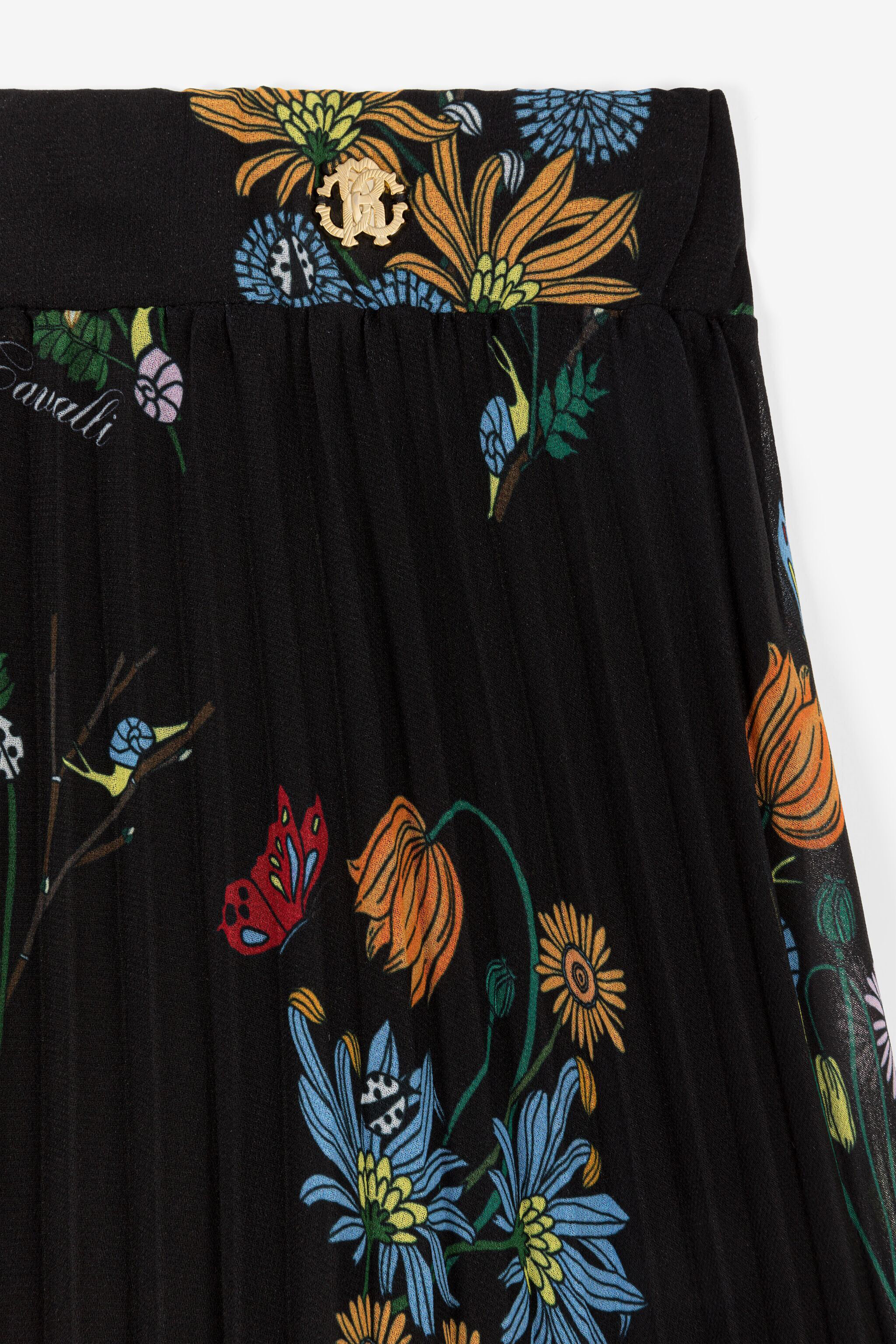 JU Floral-Print Pleated Skirt Black RJT30E-7GH92