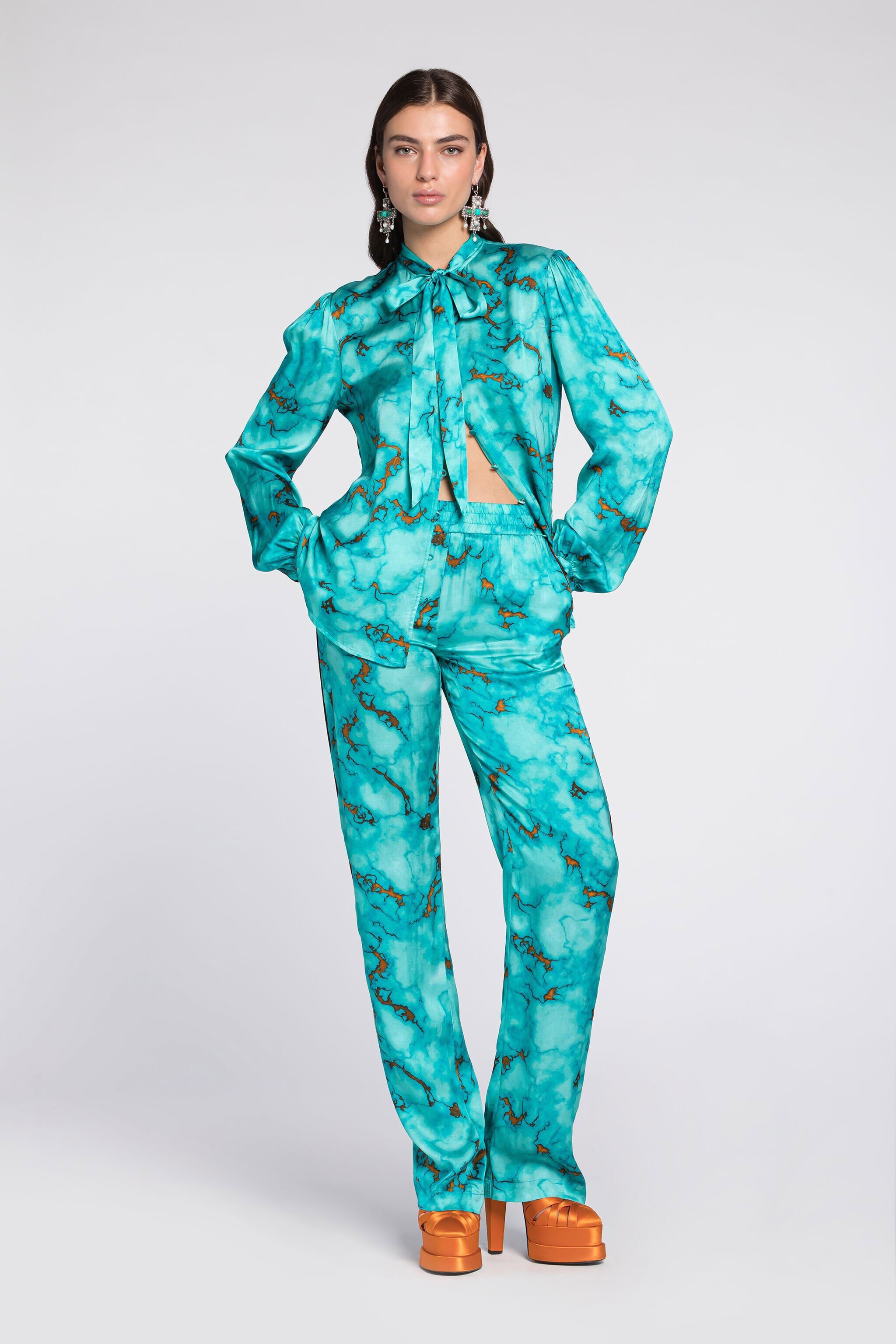 RC Marble-Print Shirt Light blue RKT705-SZH62
