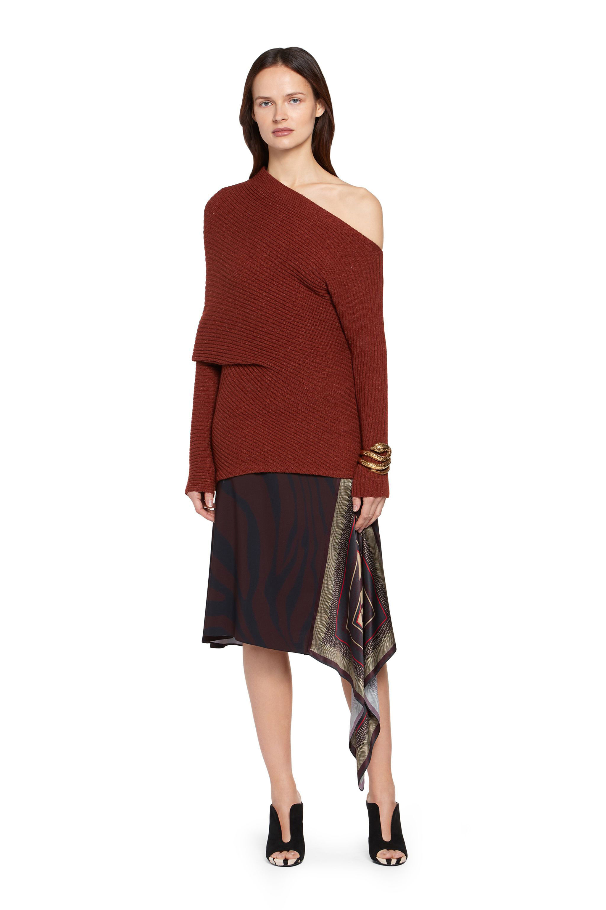 RC Ercu draped rib knit sweater Dark red HQM602-MA010