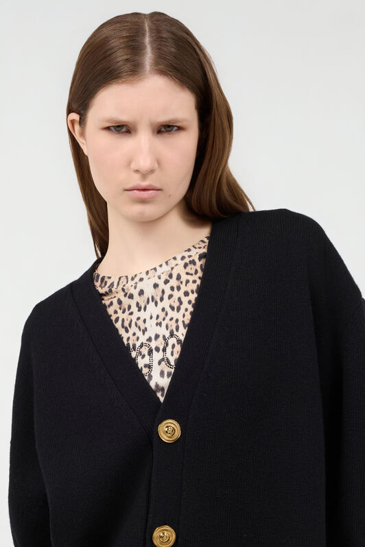 RC Cardigan with Gold Buttons Black TKM906-MQ001