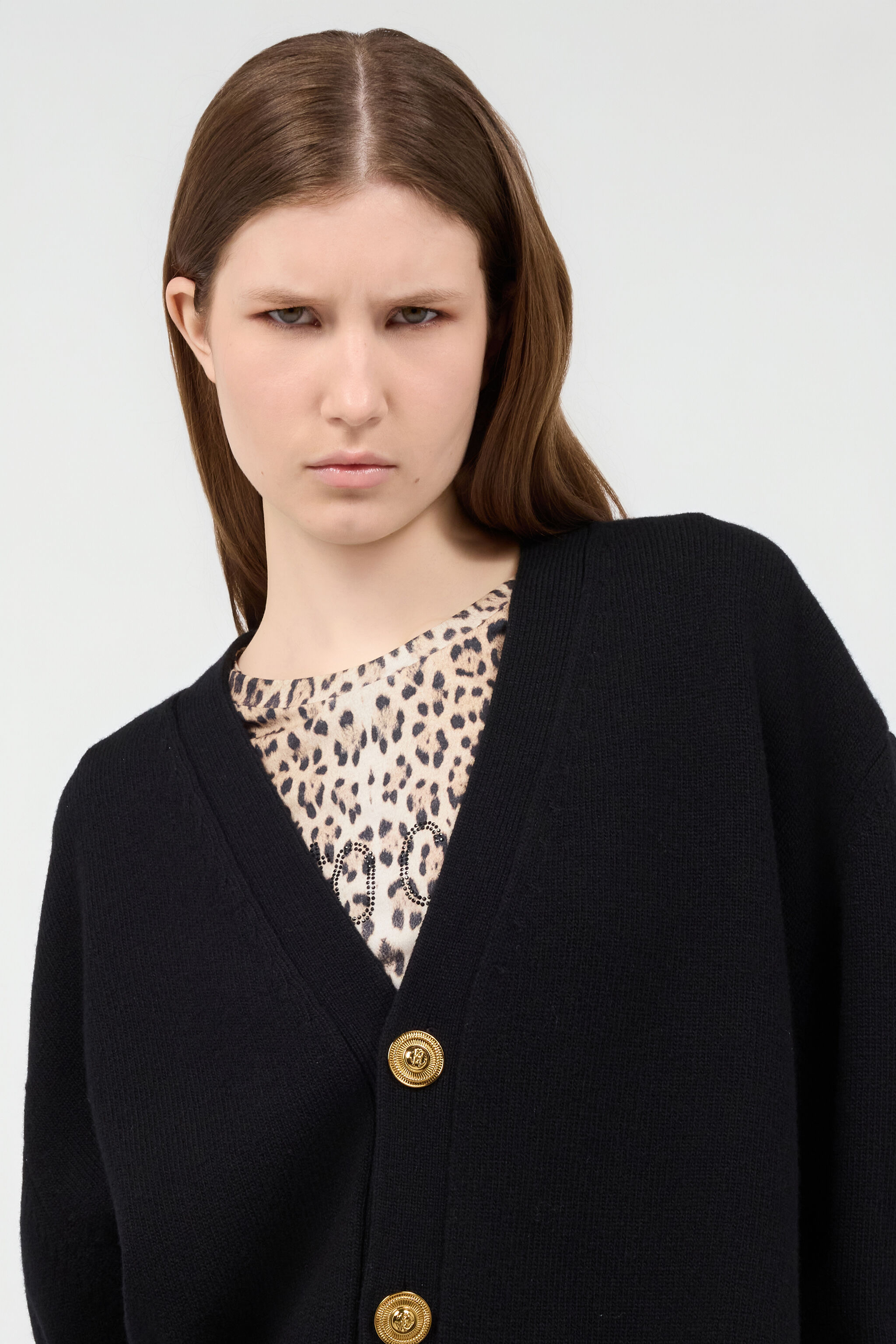 RC Cardigan with Gold Buttons Black TKM906-MQ001