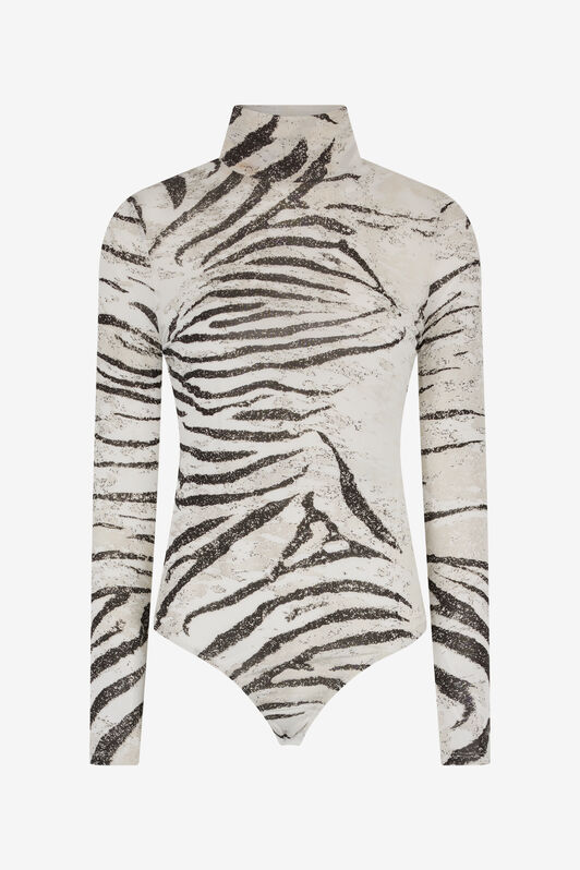 RC Zebra print turtleneck bodysuit Ivory TKT67F-NFN17