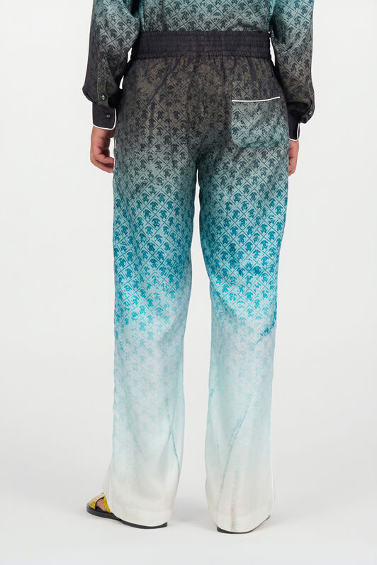 RC Monogram Print Silk Trousers ENDLESS SKY WNT266-4QS05