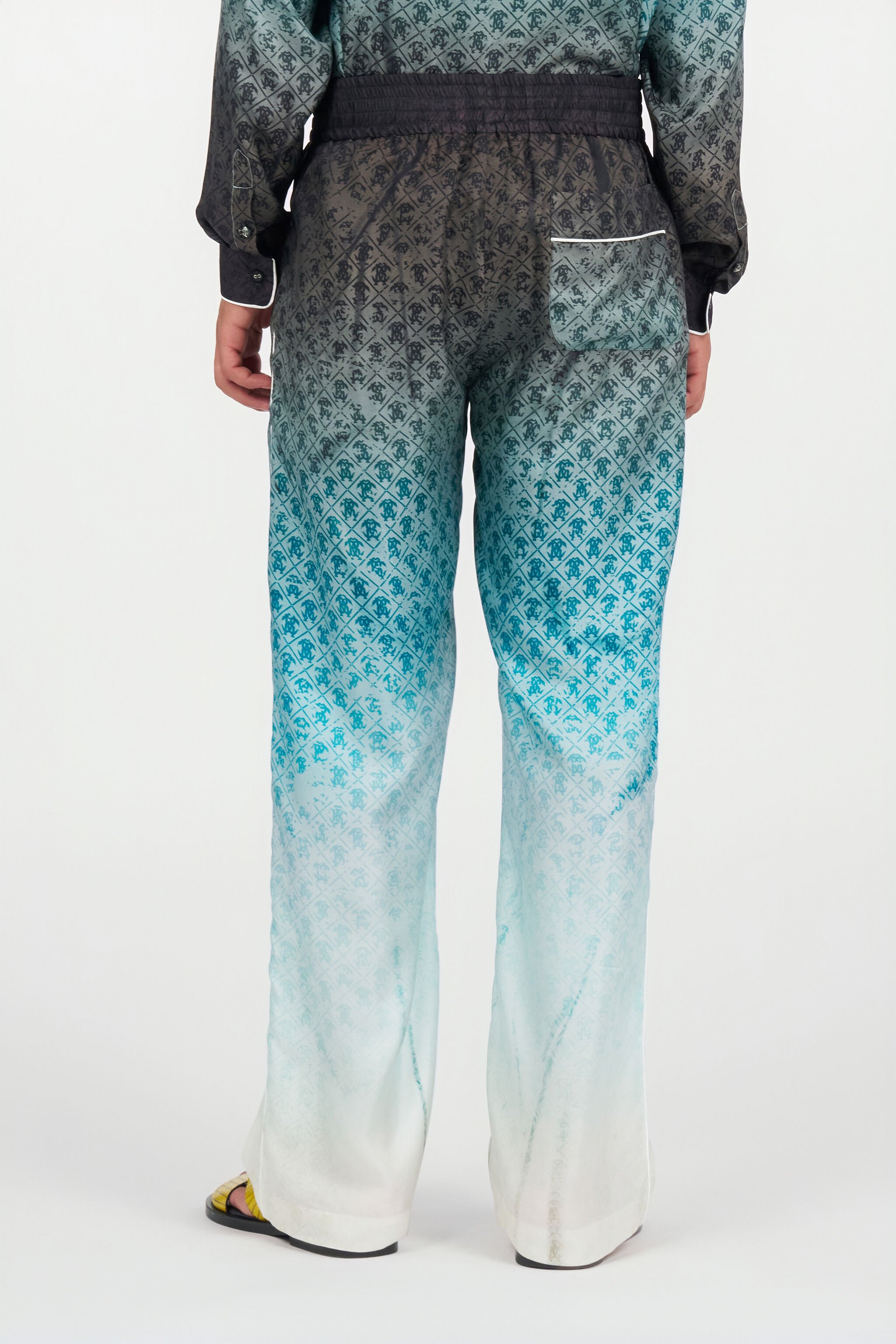 RC Monogram Print Silk Trousers ENDLESS SKY WNT266-4QS05