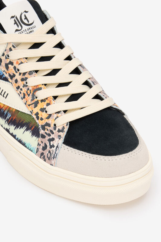 JC Sneakers With Jaguar Skin And Tie-Dye Print Beige SFS066-SF312