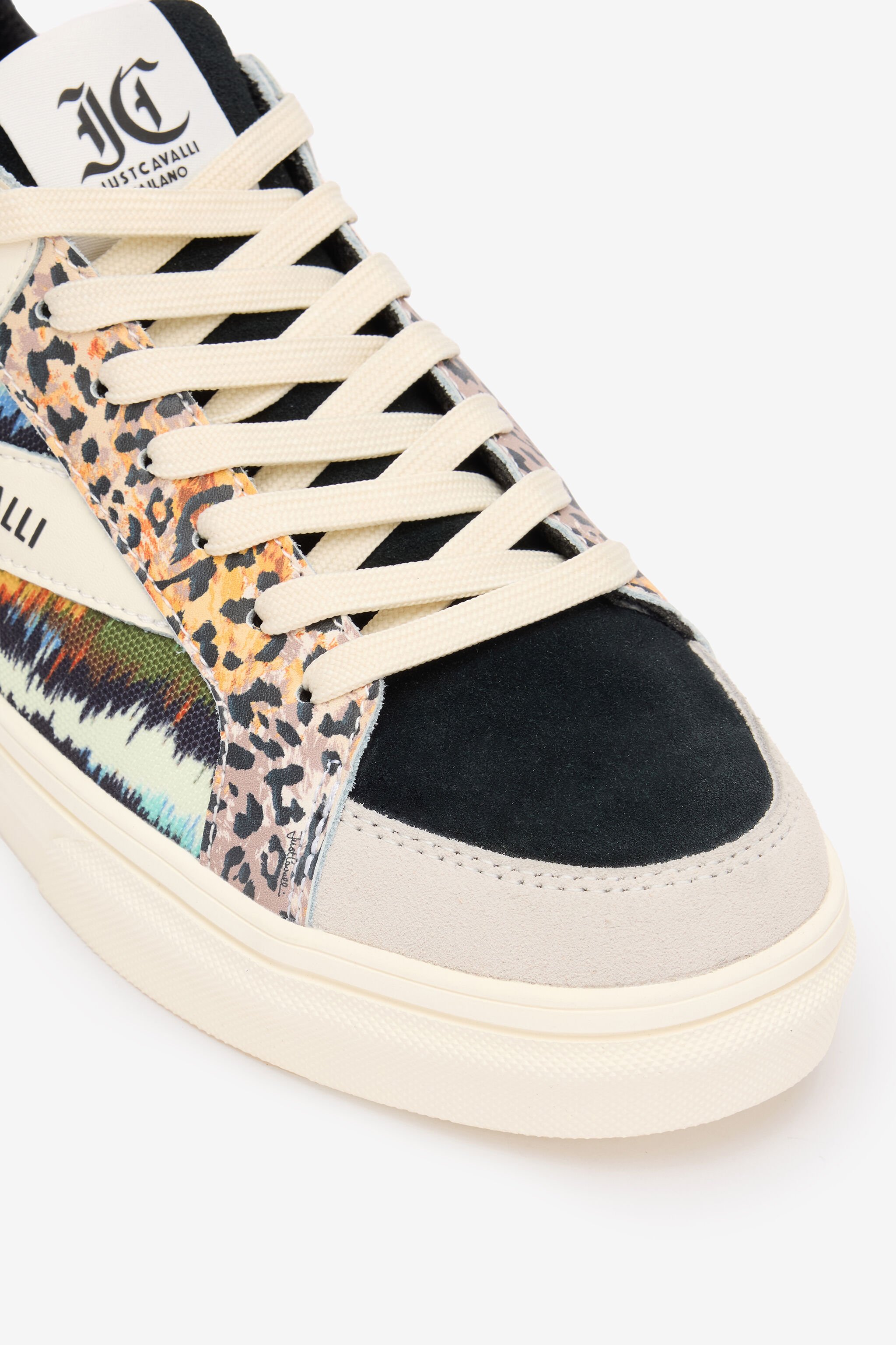 JC Sneakers With Jaguar Skin And Tie-Dye Print Beige SFS066-SF312