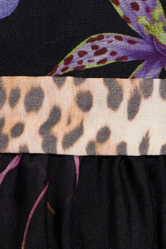 JU Abito In Misto Seta Con Stampa Tropicale BLACK VJT113-2NP32