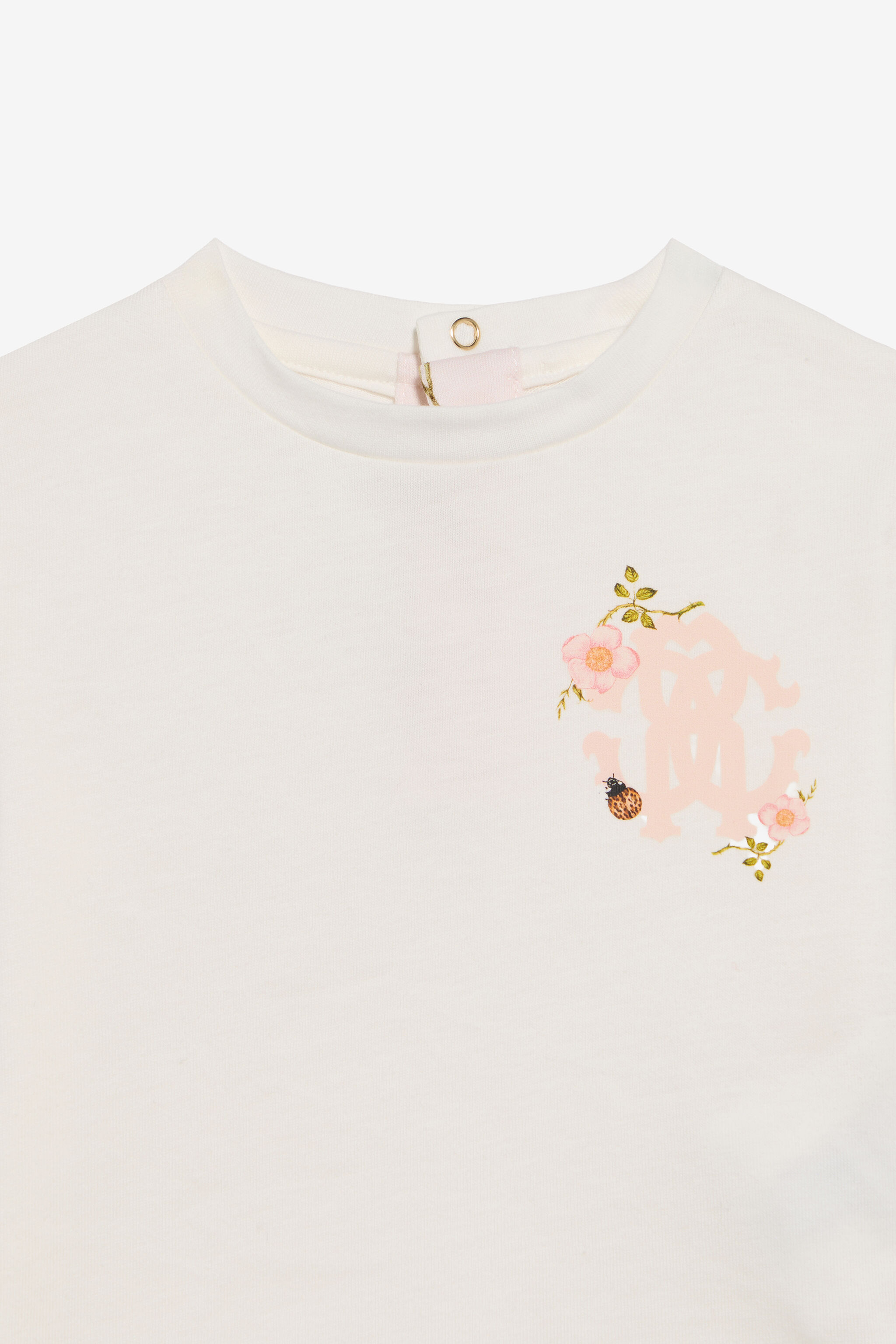 JU Weißes Baumwoll-T-Shirt mit Blumigem Monogram RC MILKY WHITE TJT601-JD001