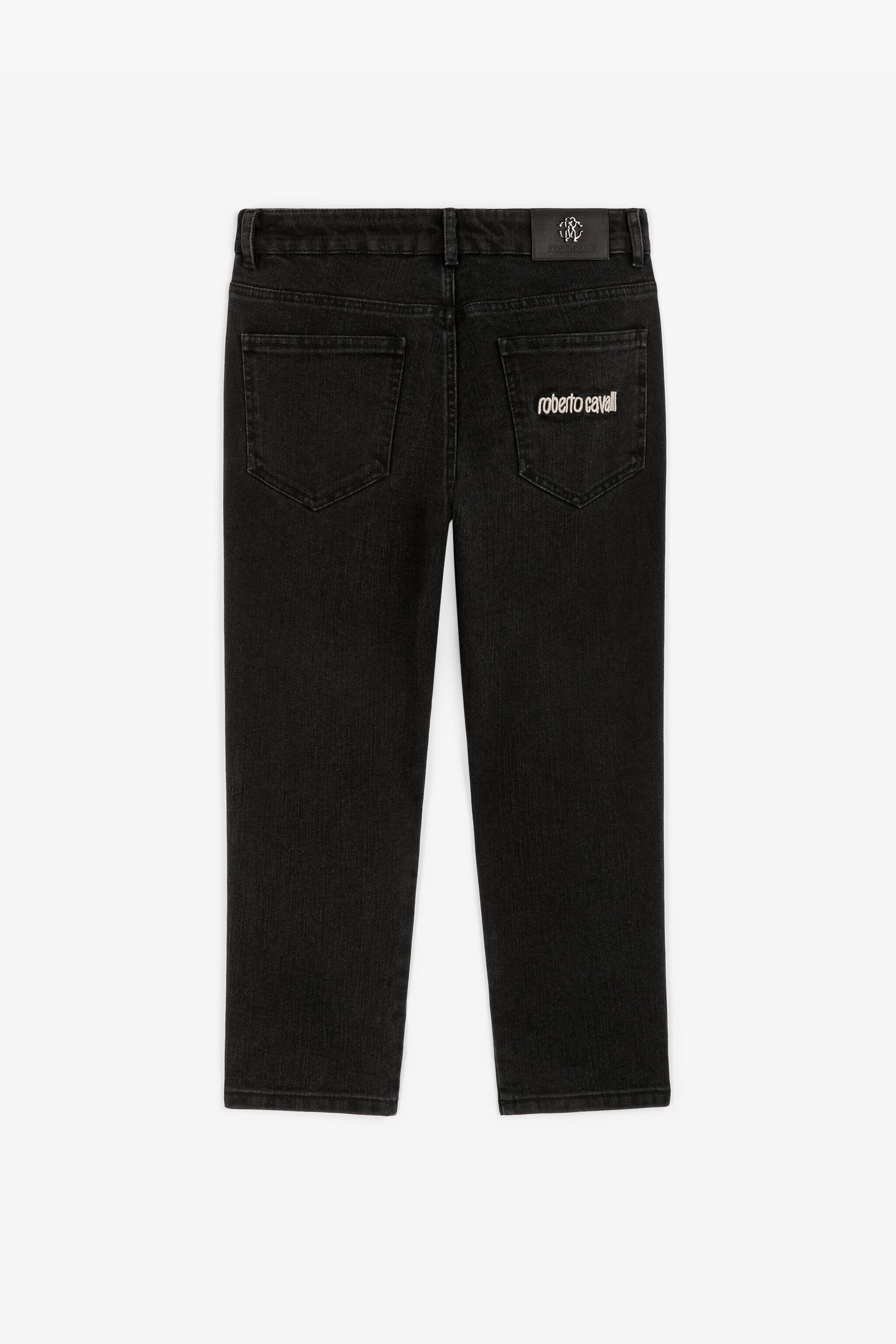 JU Jeans mit Logo-Bestickung Schwarz RJJ20C-DS015
