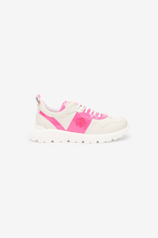 RC White And Pink Leather Running Shoes With Monogram RC WHITE /FUXIA QOS01H-PZO14