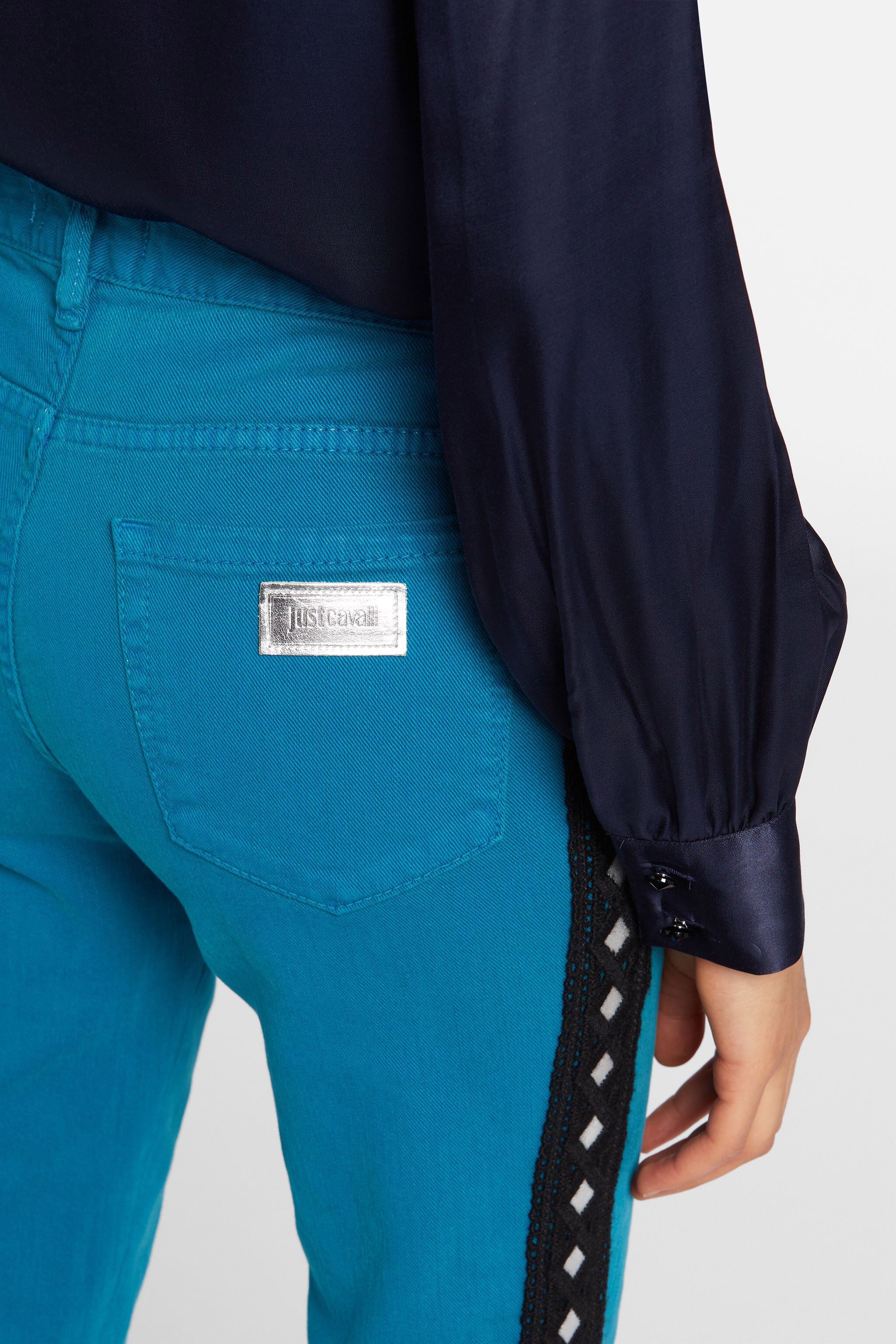 JC Just Cavalli Crochet-Stripe Jeans Azul HQLSB7-ISEUP