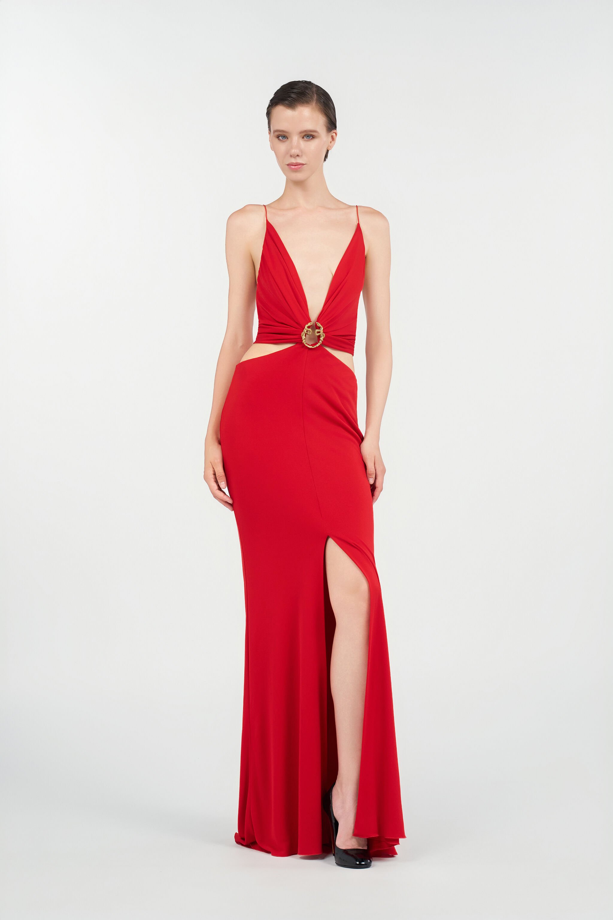 RC Long Dress with Snake Detail RED WKT115-JE034