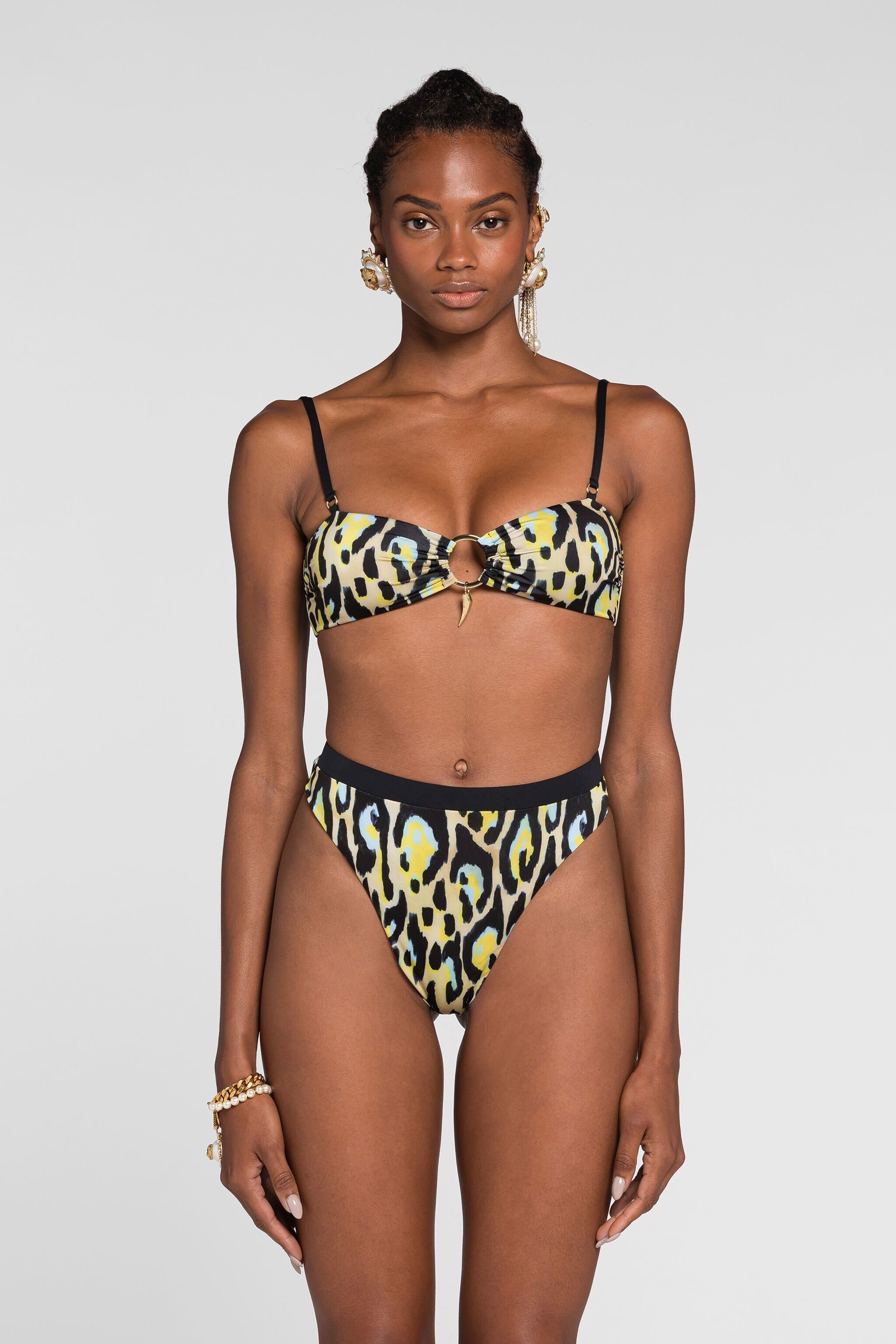 RC Jaguar-print bikini top Yellow QKW00I-LNF54
