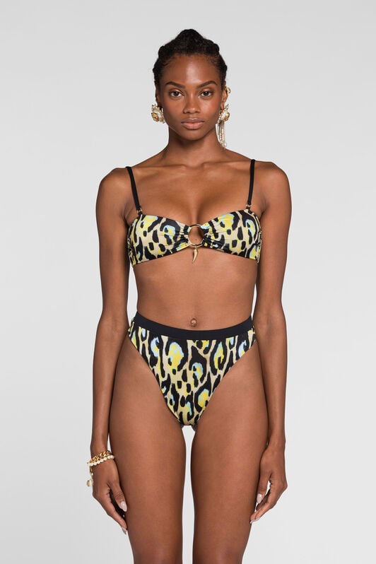 RC Jaguar-print bikini top RC Jaguar-print bikini top Yellow QKW00I-LNF54