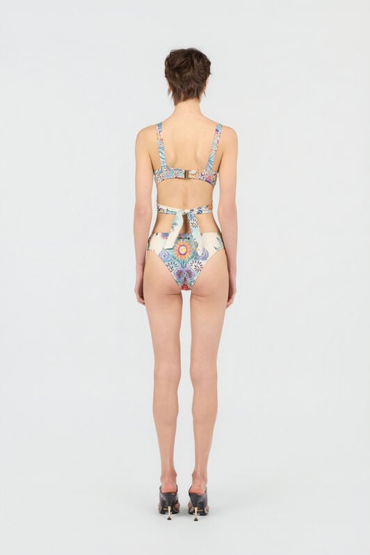 JC Tropical Garden Print One-Piece Swimsuit 217 AZZURRO + 582 AR WFM034-WF753