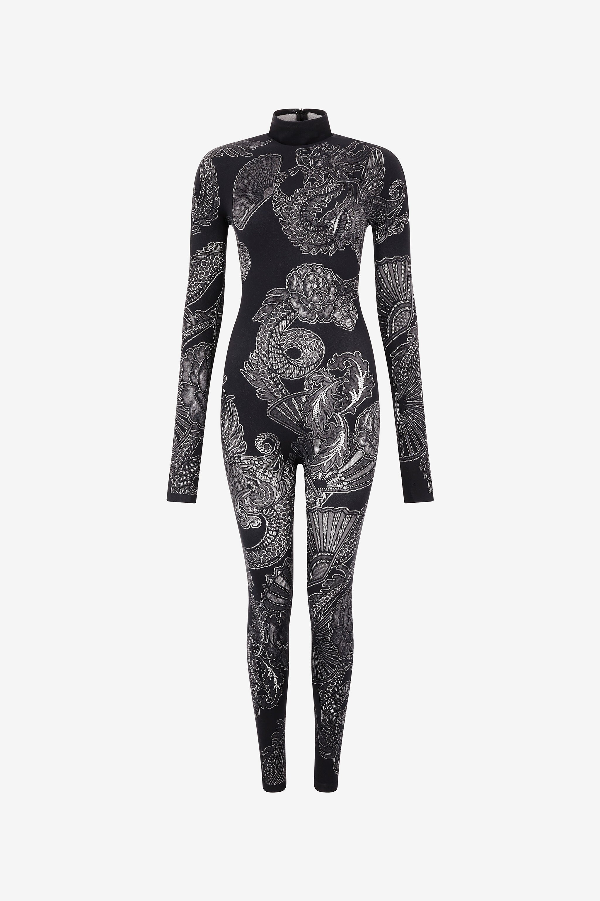 RC Jumpsuit with Openwork Pattern Noir VKT10B-MA001