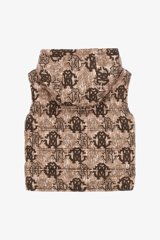 JU Piumino smanicato con stampa 3D Monogram Marrone chiaro TJT40F-5RM11