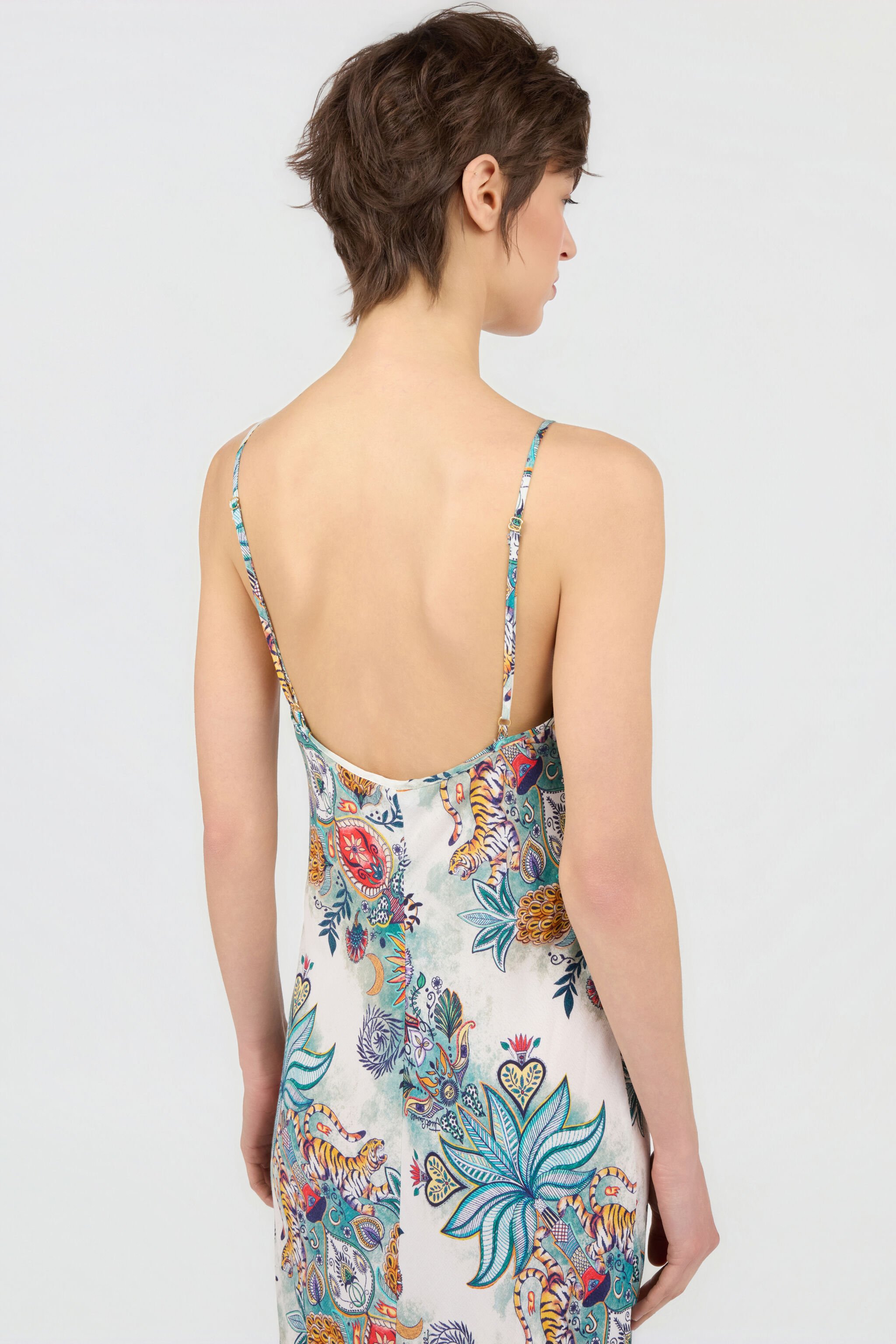 JC Dress Stampa Tropical Garden TURCHESE CHIRO WFT312-WF710