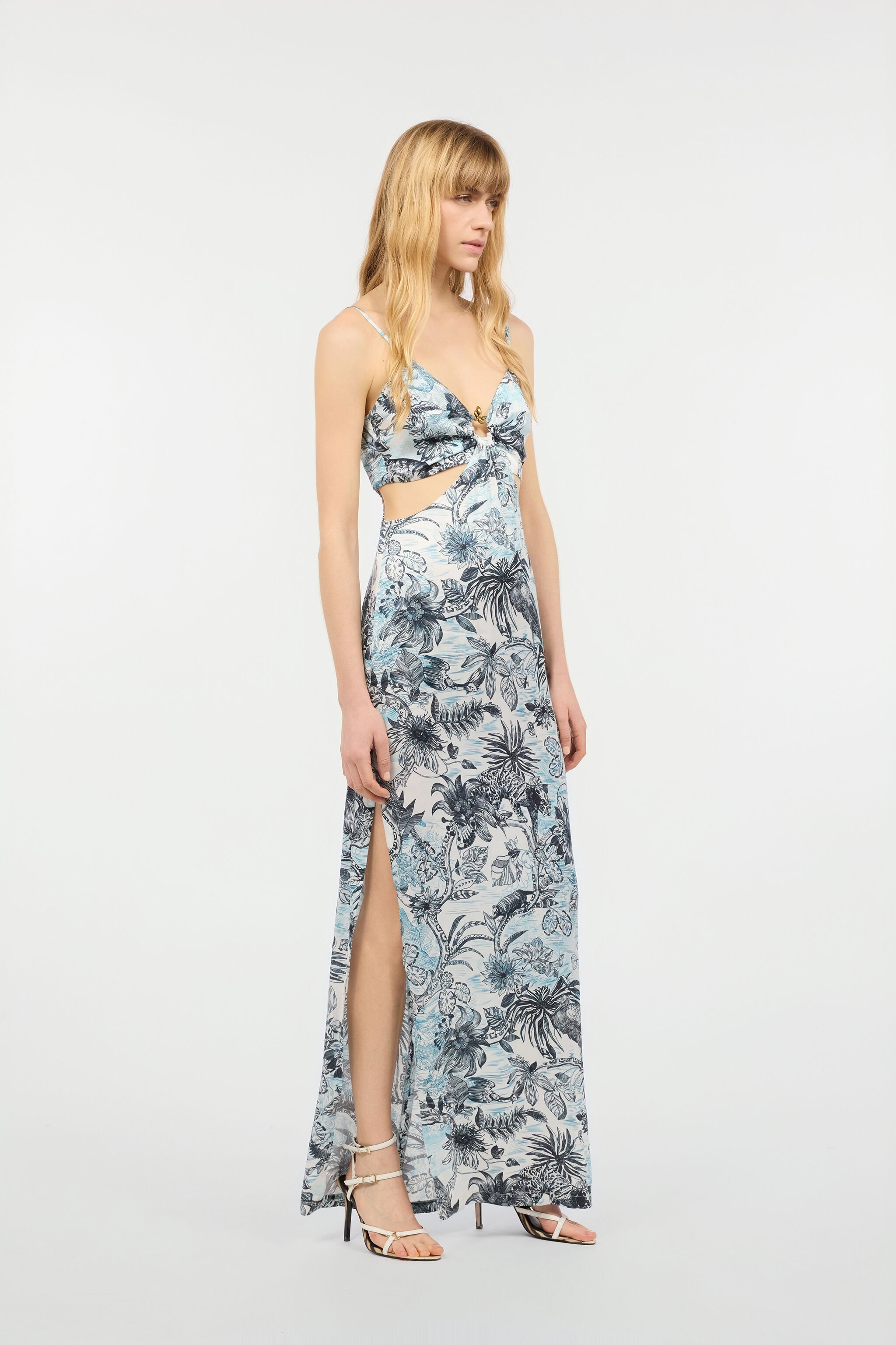 JC Long Jungle-Print Dress Light blue UFT185-UF251