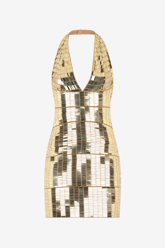 RC Vestido Mini Con Aplicaciones Doradas Oro UKR156-OG028