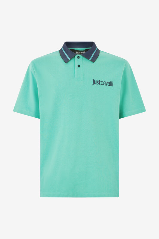 JC Polo Con Lettering E Colletto A Contrasto Azzurro UFT026-UF046