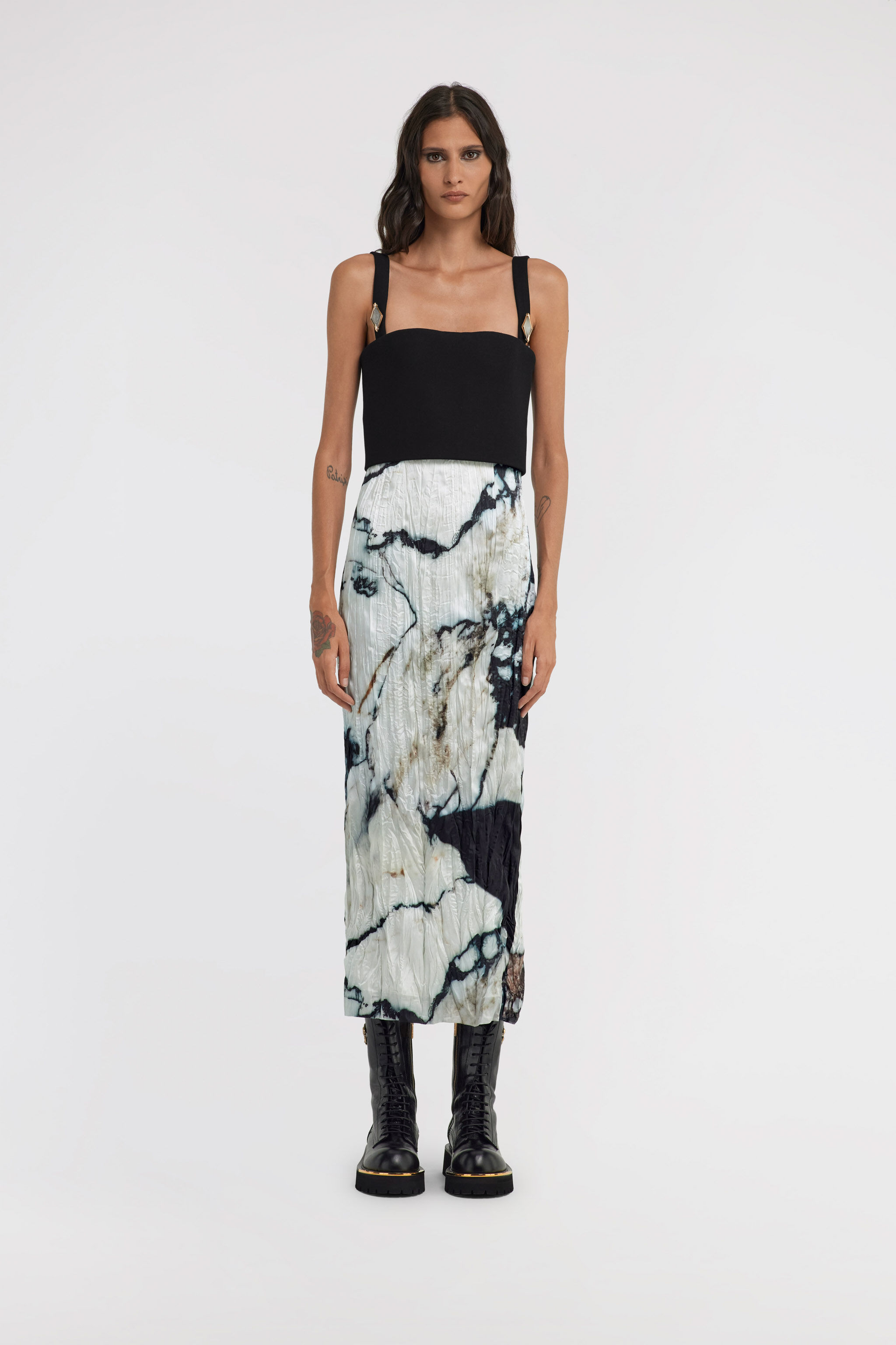 RC Marble print Dress Black/White TWT108-7NN18