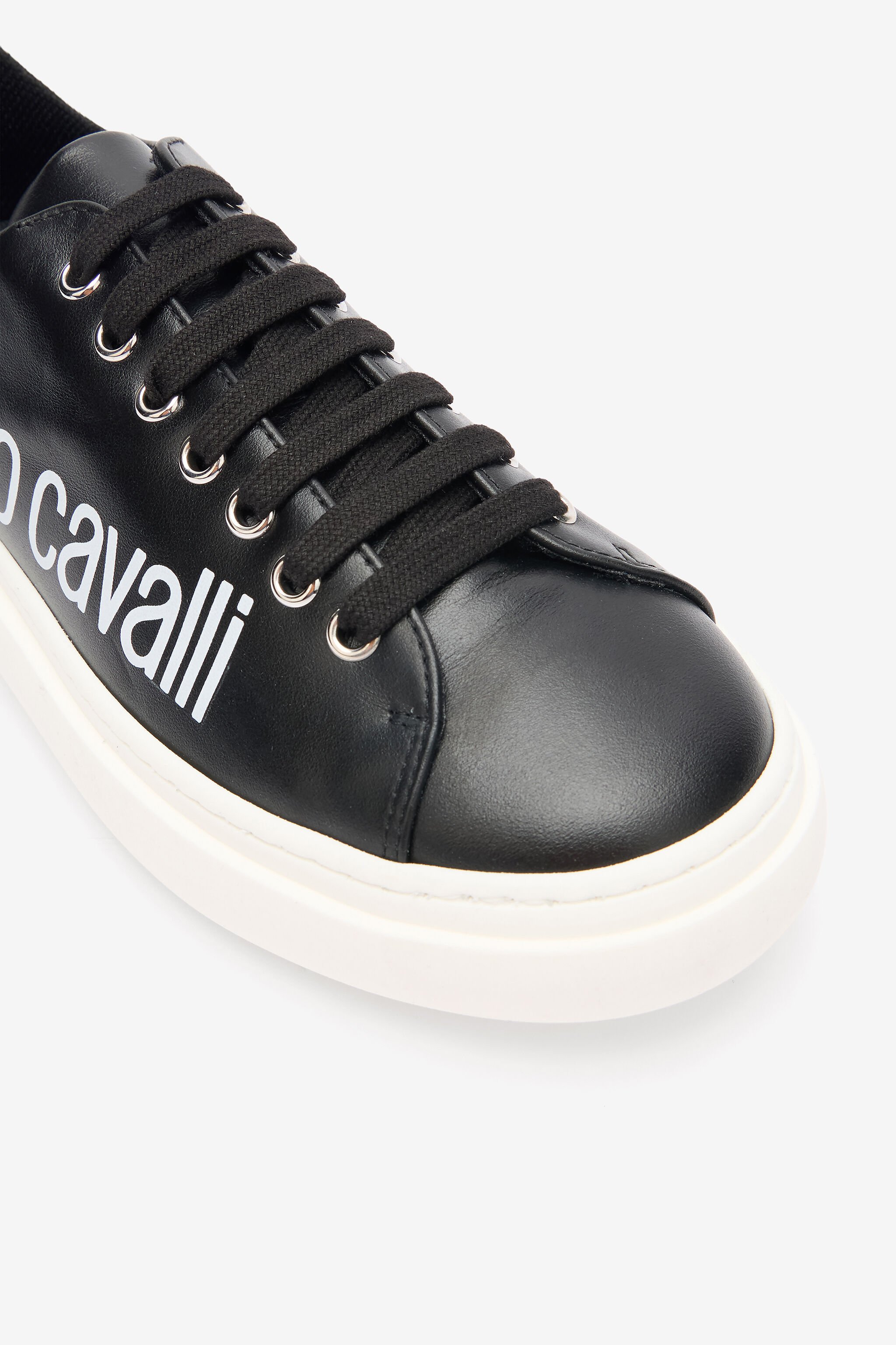 RC Black Leather Sneaker With Logo BLACK/WHITE QOS01I-PZO16