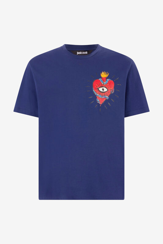 JC Camiseta Con Corazón Y Serpiente Azul oscuro UFT044-UF064