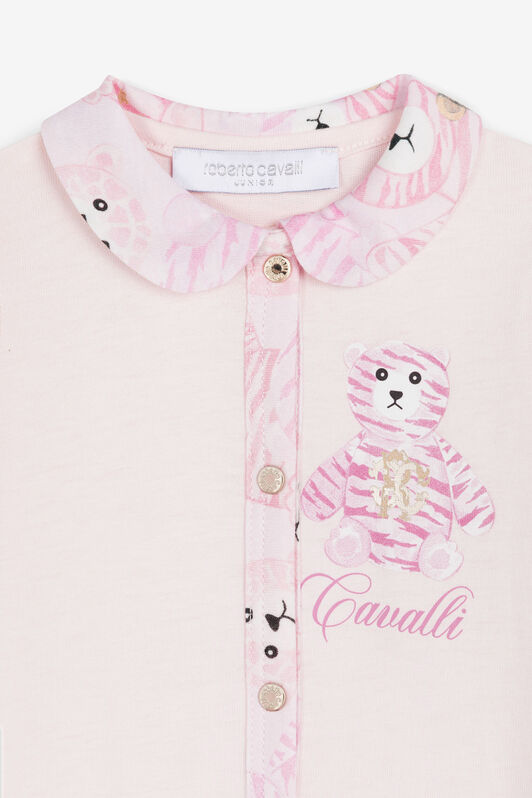 JU Teddy Bear-Print Cotton Babygrow Set JU Teddy Bear-Print Cotton Babygrow Set Pink RJT830-JD001