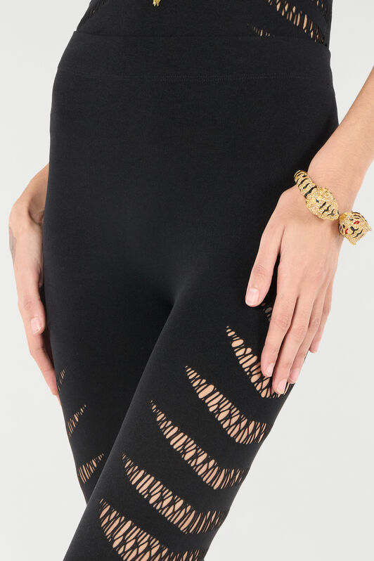 RC Leggings with Perforated Python Pattern Black UKT230-MA001