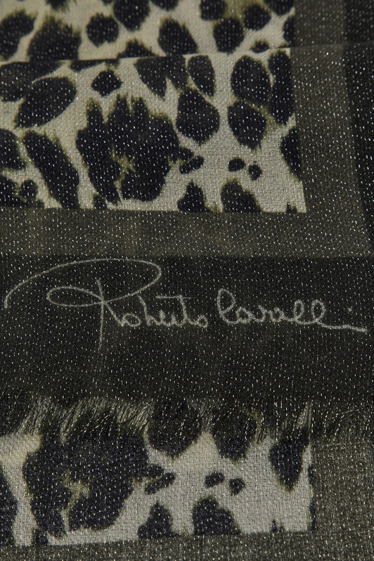 RC Roberto Cavalli shawl with Queen of Sicily print Dark gray SYI00B-3NL55