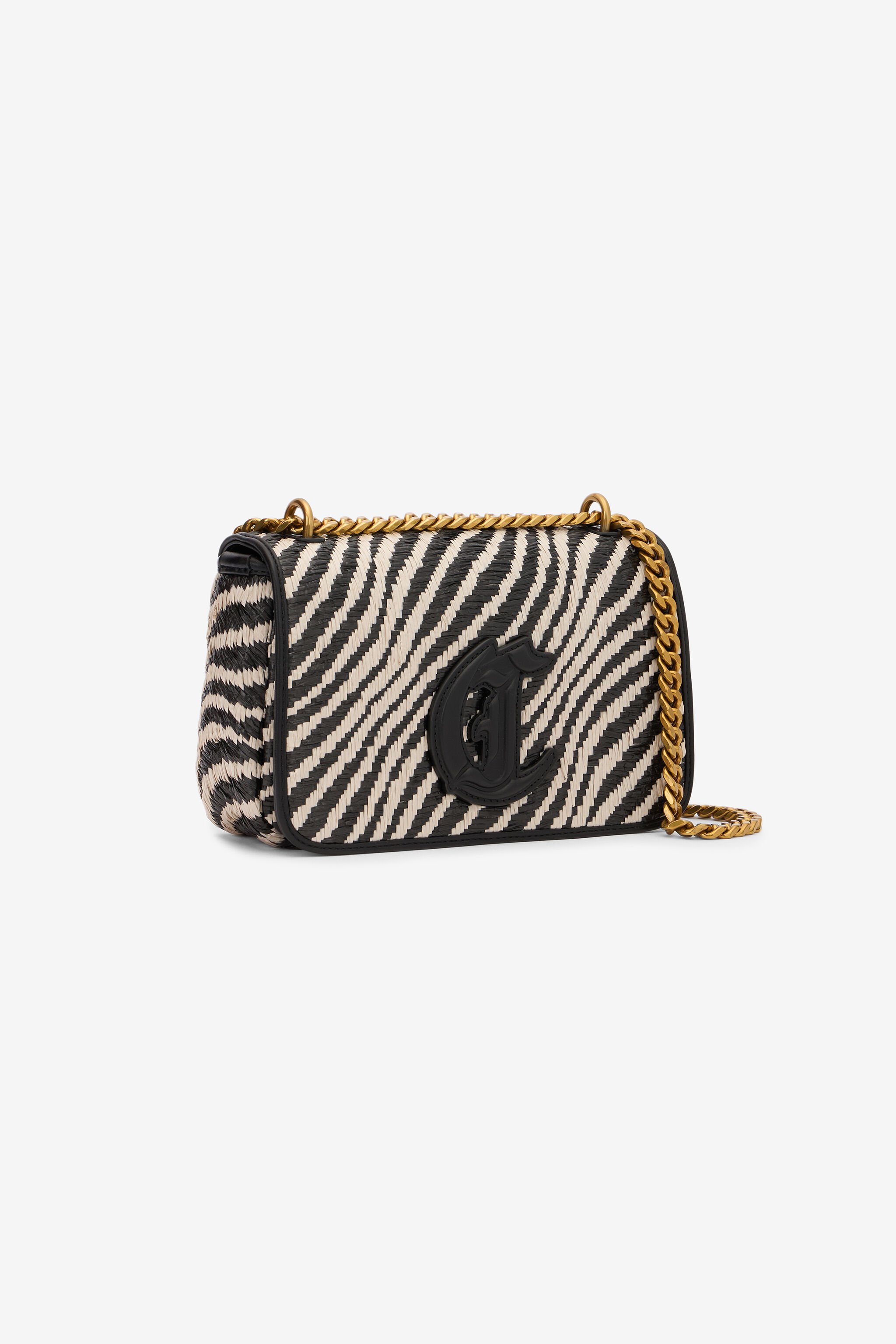 JC Borsa A Tracolla Con Motivo Tiger Skin Avorio/Nero UFB118-UF487